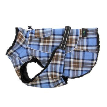 Alpine Flannel Dog Coat – Brown and Blue Plaid