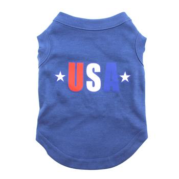 USA Star Screen Print Dog Tank – Blue