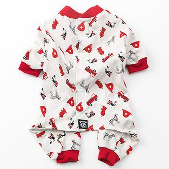Firetrucks Dog Pajamas – Cream
