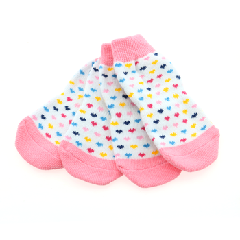 Non-Skid Dog Socks – Pink and White Hearts
