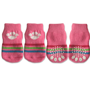Doggy Socks – Pink with White Paw Print