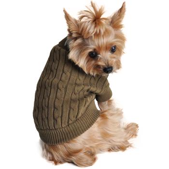 Cable Knit Dog Sweater by Doggie Design – Herb Green