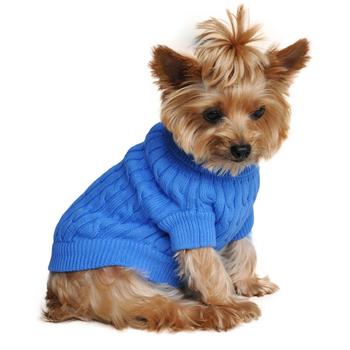 Cable Knit Dog Sweater by Doggie Design – Riverside Blue