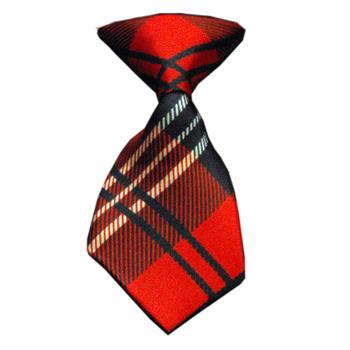 Plaid Dog Neck Tie – Red