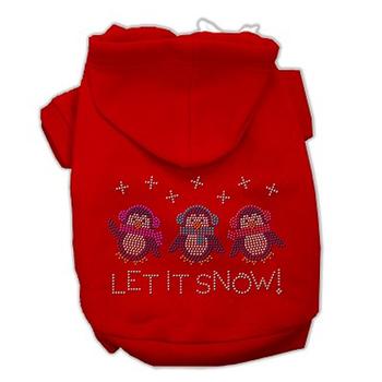 Let it Snow Penguins Rhinestone Dog Hoodie – Red