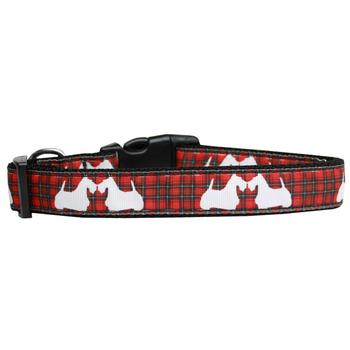 Plaid Scottie Pups Dog Collar – Red